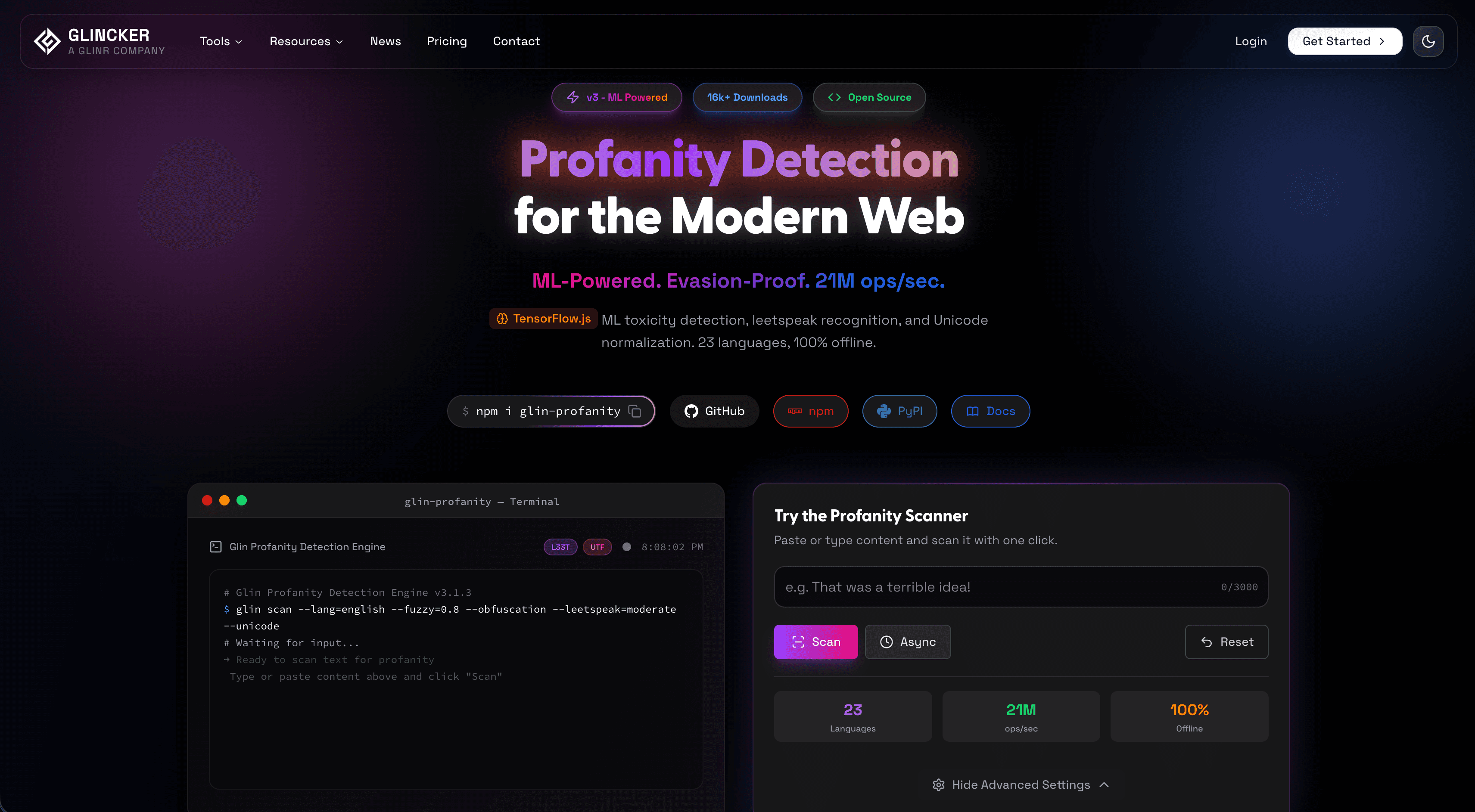 Glin Profanity screenshot